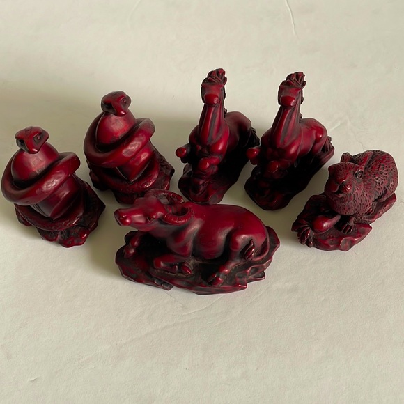 Red Resin Chinese New Year Zodiac Figures - Picture 1 of 10